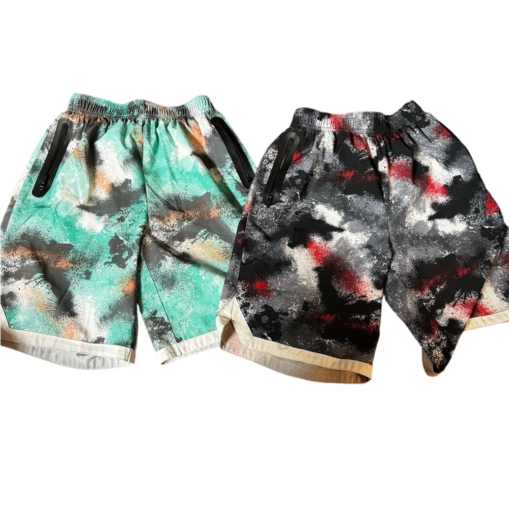 (2) Reebok Athletic Basketball Quick Dry Shorts Boys Youth10/12 Large Zip Pocket